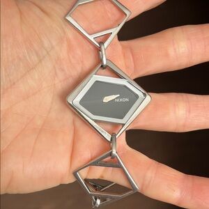 Nixon Silver and Black Geometric Bracelet Watch